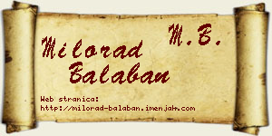Milorad Balaban vizit kartica